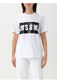 T-shirt in cotone con stampa logo Msgm
