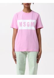 T-shirt in cotone con stampa logo Msgm