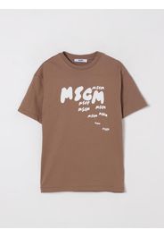T-shirt in cotone con stampa logo Msgm Kids