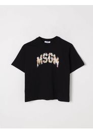 T-shirt in cotone con logo floreale Msgm Kids