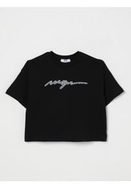 T-shirt crop in cotone con logo di perline Msgm Kids