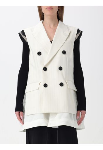 Gilet Sacai in misto lana con stampa gessata