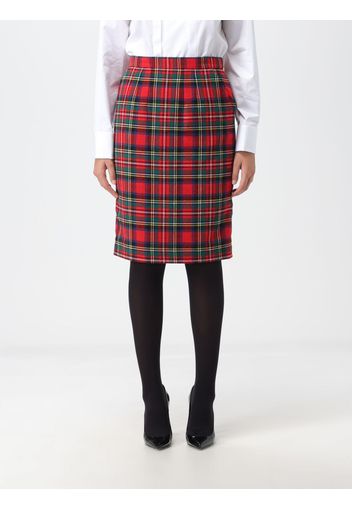 Gonna Saint Laurent in lana con motivo tartan