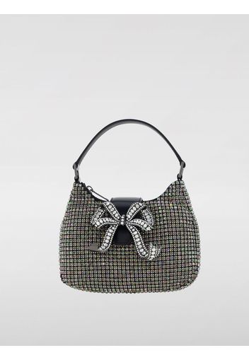 Borsa Micro Crescent Self-Portrait in pelle con strass all over