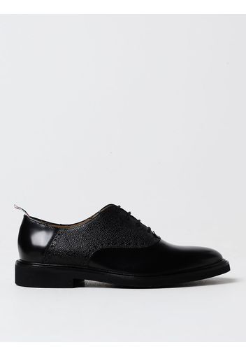 Derby Saddle Thom Browne in pelle spazzolata con motivo brogue