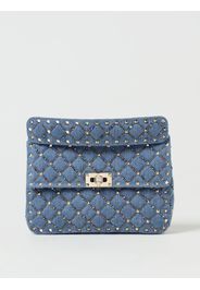 Borsa Rockstud Spike Valentino Garavani in denim matelassé con strass