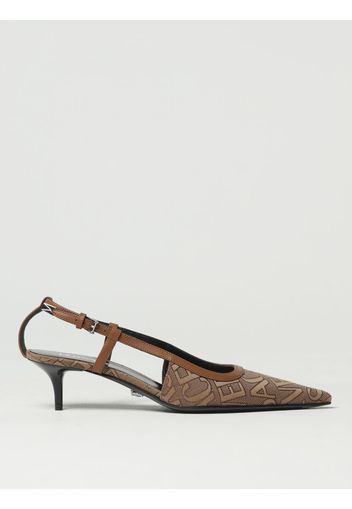 Slingback Versace in tessuto con logo jacquard e pelle