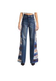 Jeans Flare con dettagli di strisce tessute vita alta donna