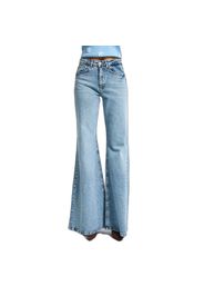Jeans Flare vita media cotone rigido donna