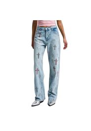 Jeans loose a vita media donna  Rhinestone