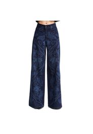 Jeans palazzo Wide Leg cotone rigido donna  Rhinestone Printed