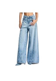 Jeans Palazzo Wide Leg fluido raffinato vita media donna