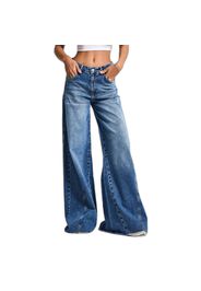 Jeans Palazzo Wide Leg fluido vita media donna
