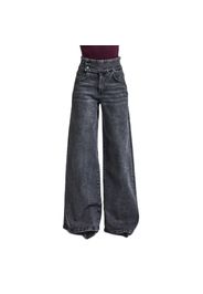 Jeans Palazzo Wide Leg look pulito e strutturato vita media alta donna
