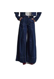 Jeans Palazzo Wide Leg plissé vita alta donna