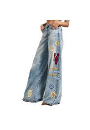 Jeans Palazzo Wide Leg vita media tencel e cotone donna
