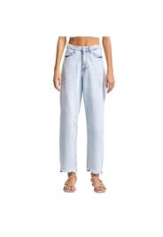 Jeans Relaxed vita alta con bordo elegante donna