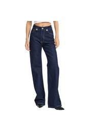 Jeans Straight Intemporel Vita Media Cotone Rigido Donna
