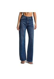 Jeans Straight Intemporelle Cotone Vita Alta Donna  Rhinestone Rhinestone