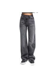 Jeans Straight senza tempo vita alta cotone rigido donna
