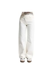 Jeans Straight senza tempo vita alta cotone rigido donna