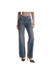 Jeans Straight raffinati in cotone a vita alta donna  Rhinestone Rhinestone