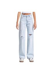 Jeans Straight alta vita con dettagli ginocchio strappato donna