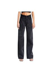 Jeans Straight vita alta donna  Emma Rhinestone