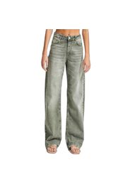 Jeans Straight alta vita struttura cotone rigido donna