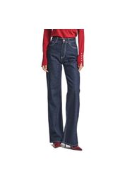 Jeans Straight alta vita strutturata con linee pulite cotone rigido donna
