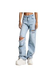 Jeans Straight vita media donna  Ripped