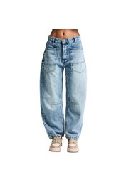 Jeans Wide Leg vita alta cotone rigido donna