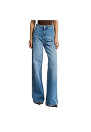 Jeans Wide Leg vita alta denim rigido donna