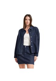 Giubbotto in denim oversize a righe sottili donna