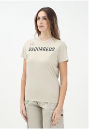 DSQUARED2 T-shirt a manica corta beige per donna, ragazzi e bambini con grafica Passport