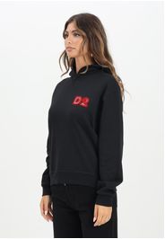 DSQAURED2 Felpa con cappuccio nera per donna, ragazzi e bambini con logo Beads