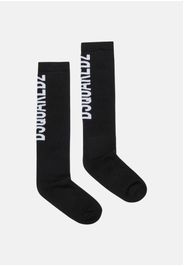 DSQUARED2 Calzini lunghi in filato misto cotone neri per uomo e donna con logo