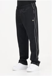 LACOSTE Pantalone sportivo nero da uomo in piqué con bordo