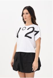 T-shirt a manica corta bianca per donna, ragazze e bambine con maxi logo