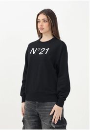 Felpa girocollo nera per donna, ragazzi e bambini con il logo "N°21" stampato