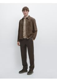 Tapered Fit Linen Trousers - Verde - 48 - Massimo Dutti - Maschile