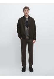 Cardigan In Maglia Con Cerniera In Misto Cotone - Marrone - S - Massimo Dutti - Maschile