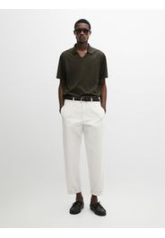 Polo Scollo A V Cotone - Blu Marino - Xxl - Massimo Dutti - Maschile