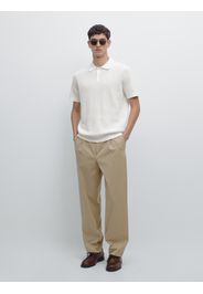 Polo In Maglia Strutturata Di Cotone - Azzurro - L - Massimo Dutti - Maschile