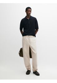 Maglia A Polo In Lino - Blu Marino - M - Massimo Dutti - Maschile