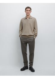 Maglia In Misto Cotone Con Collo A Polo - Visone - L - Massimo Dutti - Maschile