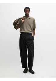 Polo In Maglia A Trecce Con Scollo A V - Verde - S - Massimo Dutti - Maschile