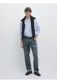 Camicia A Righe Lino - Azzurro Chiaro - M - Massimo Dutti - Maschile