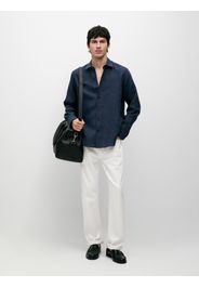 Camicia Regular Fit 100% Lino - Azzurro Lavato - L - Massimo Dutti - Maschile