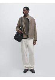 Giacca Camicia Bomber Misto Lino - Beige Vigoré - L - Massimo Dutti - Maschile